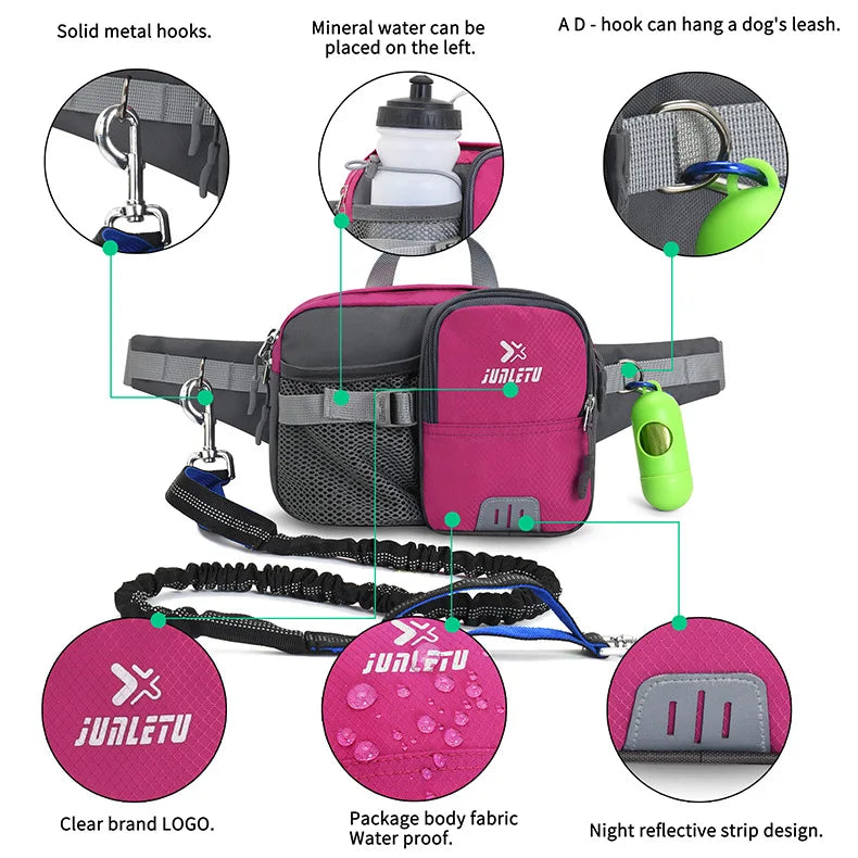 Hands-Free Retractable Dog Leash Set with Waist Pack