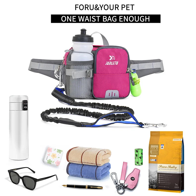 Hands-Free Retractable Dog Leash Set with Waist Pack